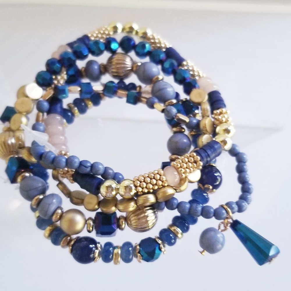 Multi Beaded Stretched Bracelet Set 5